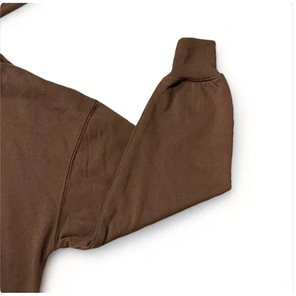 Hippie Rose Graphic Cropped Hoodie - Womens Brown Cozy Pullover Sweatshirt - Picture 5 of 15